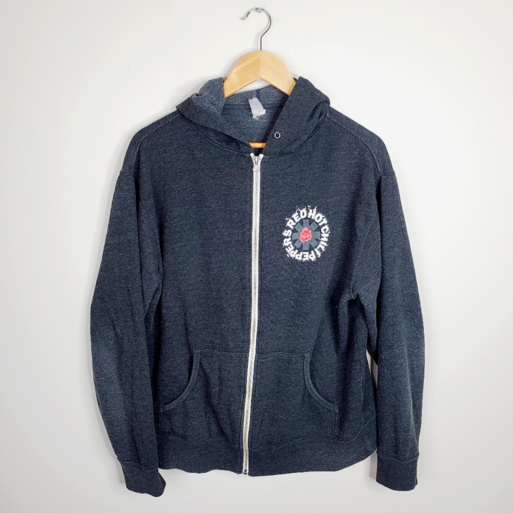 Red Hot Chili Peppers Mothers Milk Zip Band Tour Merch Y2K Grey Hoodie L
